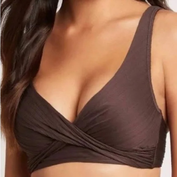 Sea Level Eco Essentials Cross Front Multifit Bra Top Espresso US 6 NWT - Picture 1 of 8